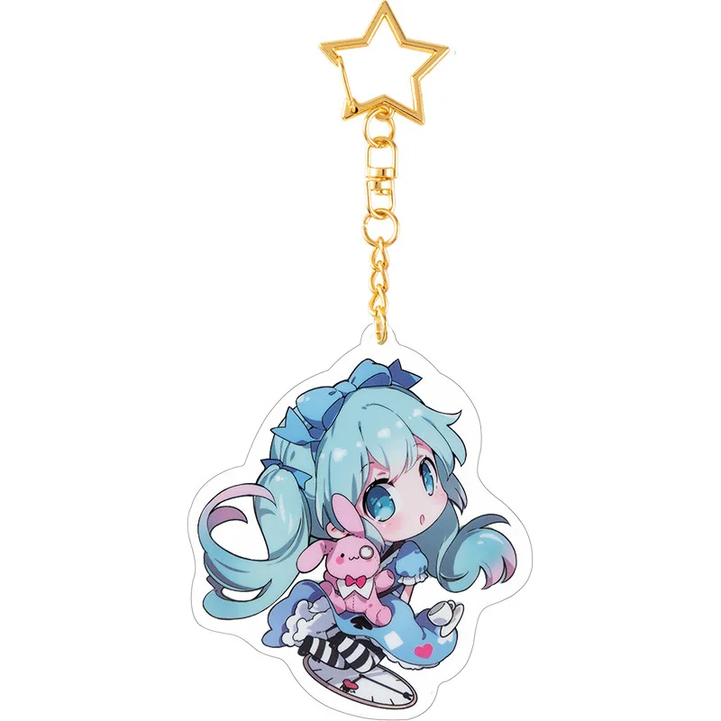 1pcs Random Style New Anime Hatsune Miku Fantasy Fairy Tale Q version Kawaii Figure Acrylic Hanging pendant Cosplay props Gifts