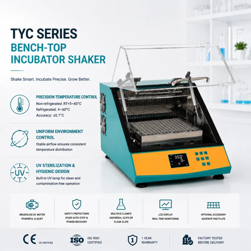 WEIAI LCD Refrigerated Shaking Incubator Benchtop Microbial Cell Culture Protein Expression DNA Extraction Lab Orbital Shaker