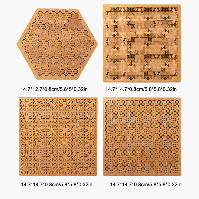 

Fractal Tray Puzzles Mind Bending Wooden Jigsaw Puzzle Unique Irregular Creative Labyrinth Impossible Difficult