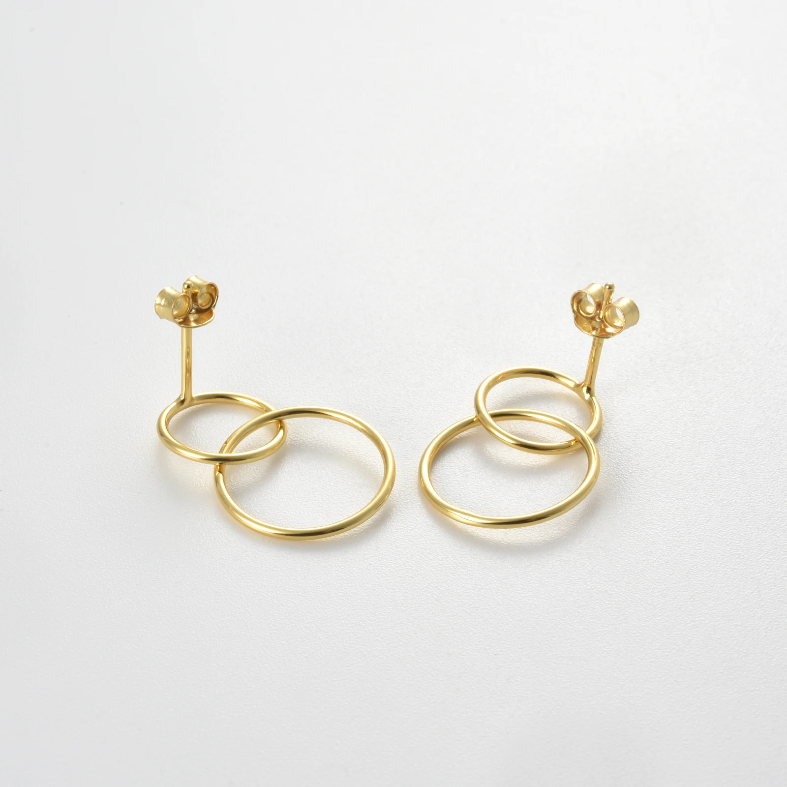 ANDYWEN 925 Sterling Silver Gold Small Two Circle Drop Earring 10mm 15mm 2023 Piercing Hoops Earring Pendientes Tiny Jewelry