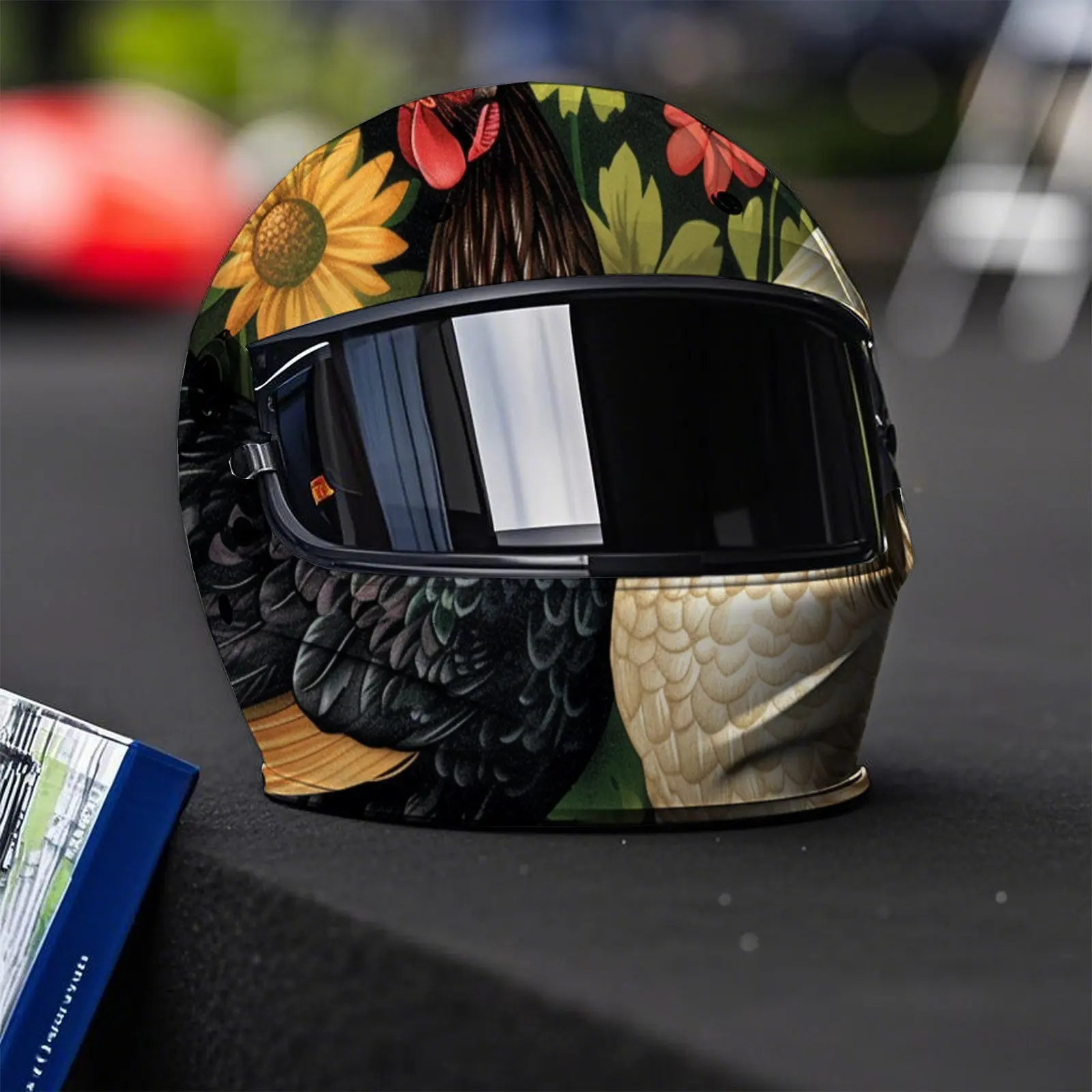 Farm Chicken Flock Print Full Helmet Wrap Sticker Motorcycle Helmet Racing Graphic Decal Vinyl Wrap Helmet Decorative Sticker Wa