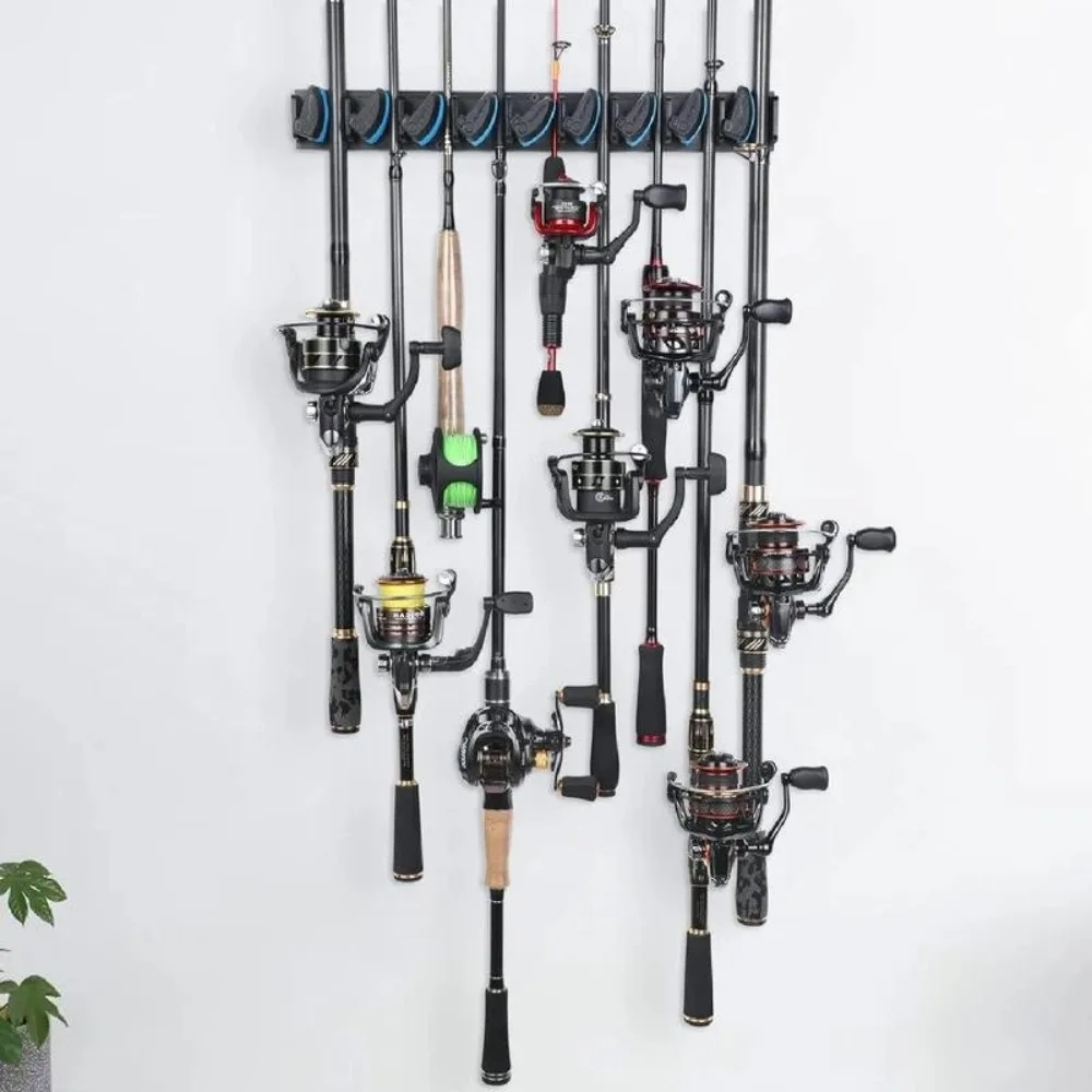

New EPE Foam Fishing Rod Rack Wall Mount Black Red Blue 6-Rod Rack Vertical Horizontal Fishing Rod Storage