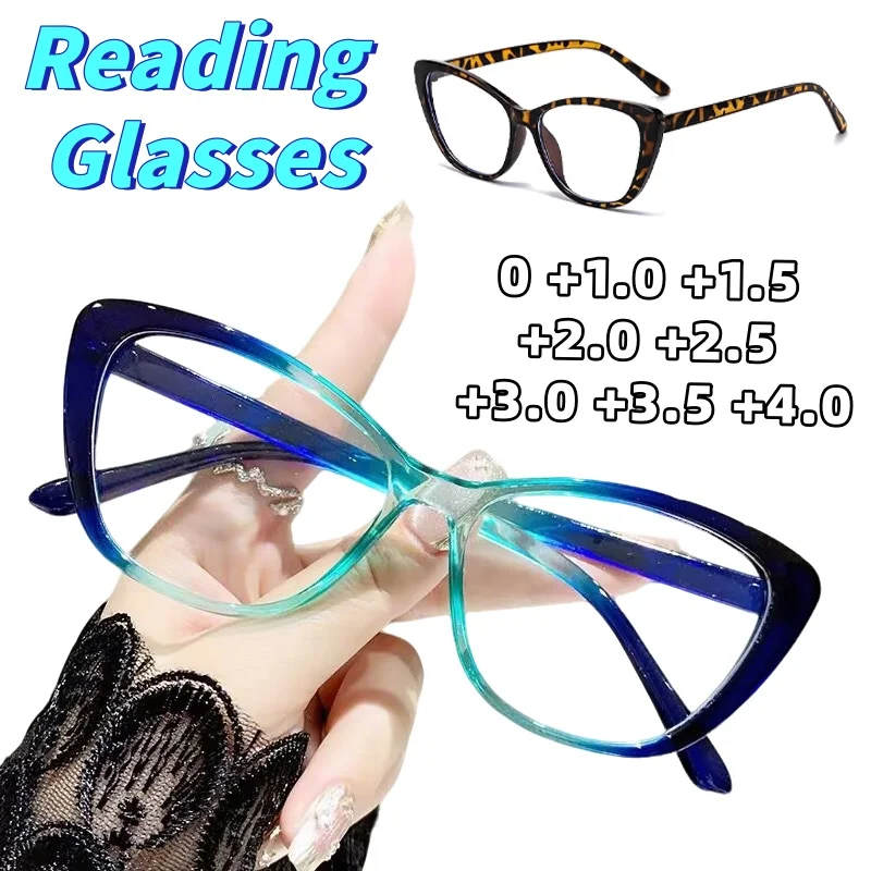 

Stylish Anti-Blue Light Presbyopia Glasses Ultra-Lightweight Cat-Eye Reading Glasses Unisex Business Style 0 To +4.0