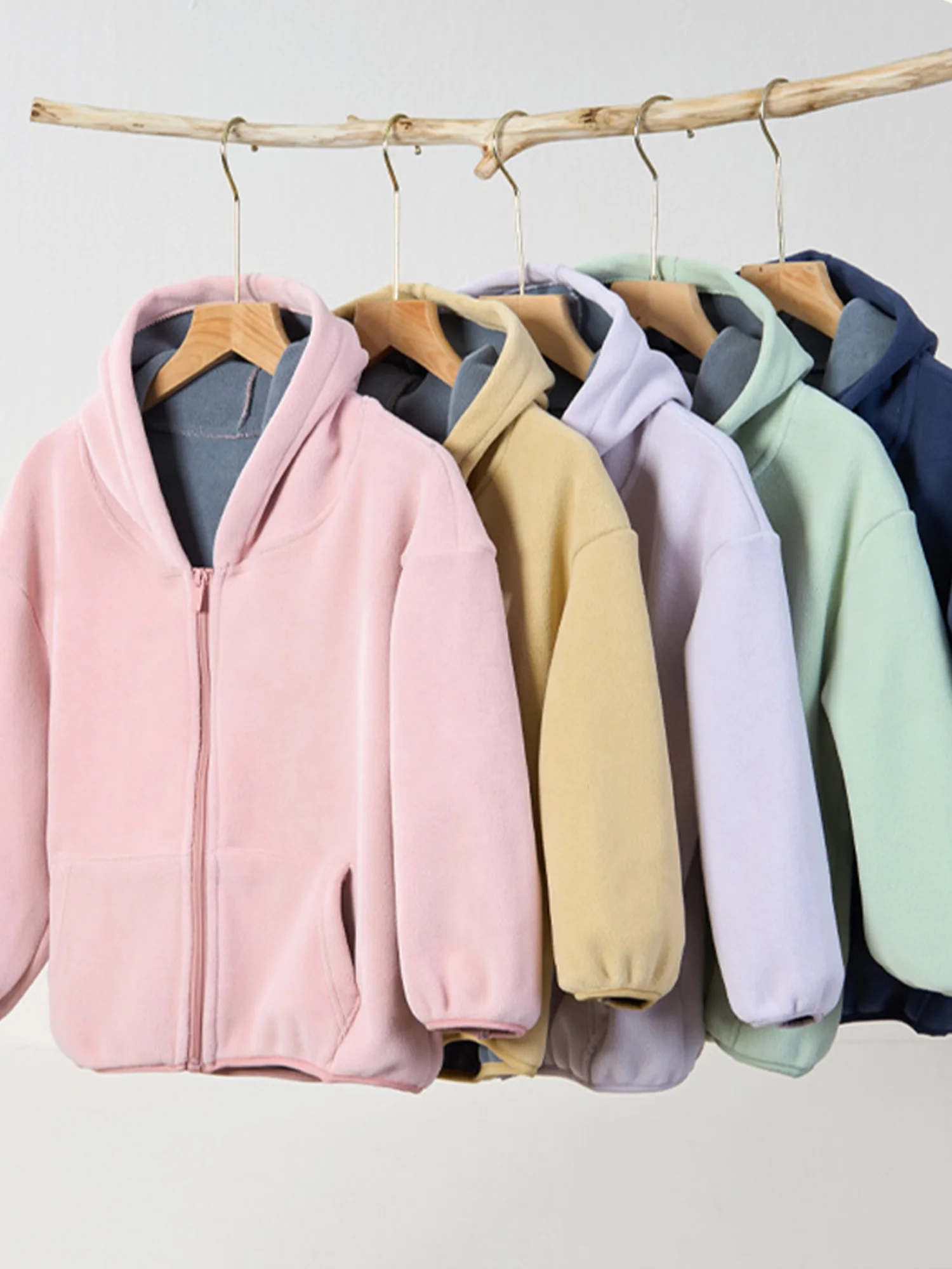 ガールズ ボーイズ カジュアル アウトドア 誕生日パーティー ジャケット トップ ジッパー フリース パーカー コート アウター 長袖 フード付きジャケット ポケット付き