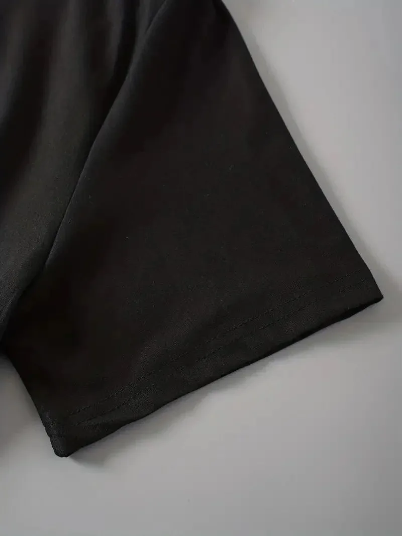 تي شيرت نسائي كاجوال بياقة مستديرة وطباعة، تصميم فضفاض بأكمام قصيرة، أزياء صيفية عصرية للنساء الشابات