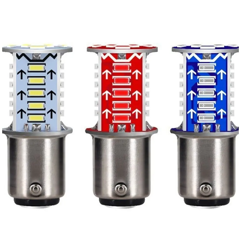 3Pcs 12V Motorcycle Signal Light Flashing Lamps White Blue Red Strobe Brake Light 1157 LED Bulbs Stop Tail Lamp