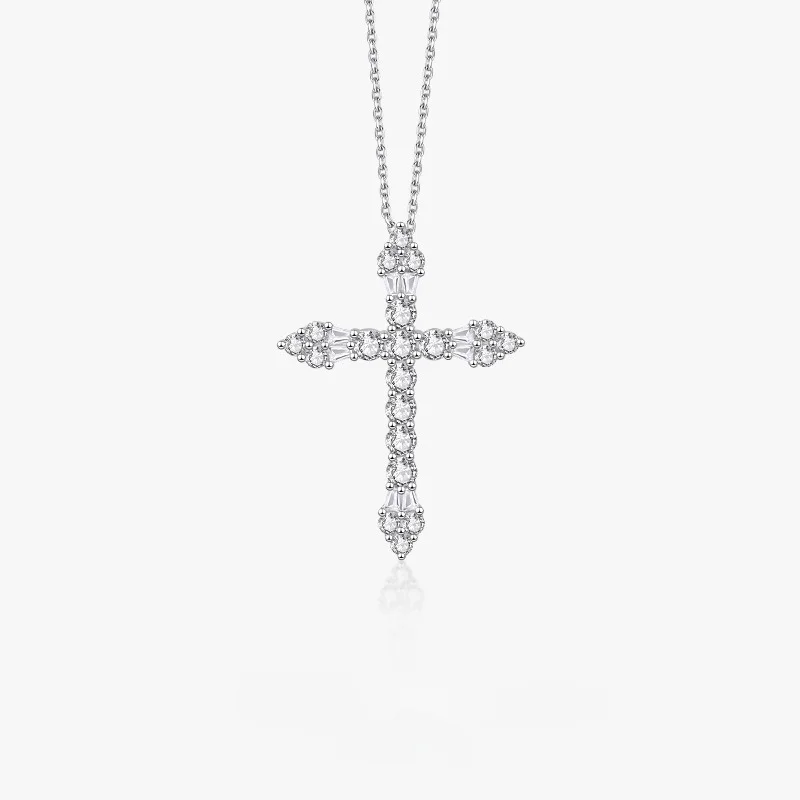 Cruz Colar S925 Sterling Silver Zircon Feminino Nicho Design Sense Luxo Pingente Atacado Jóias Unisex