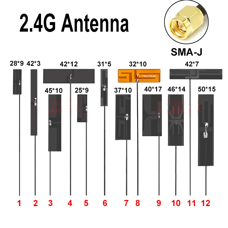 5Pcs 2.4Ghz 5.8Ghz Antenna WiFi internal 2.4G 5.8G FPC Soft Antenna SMA-J male High Gain 2400Mhz For ZigBee Bluetooth Module