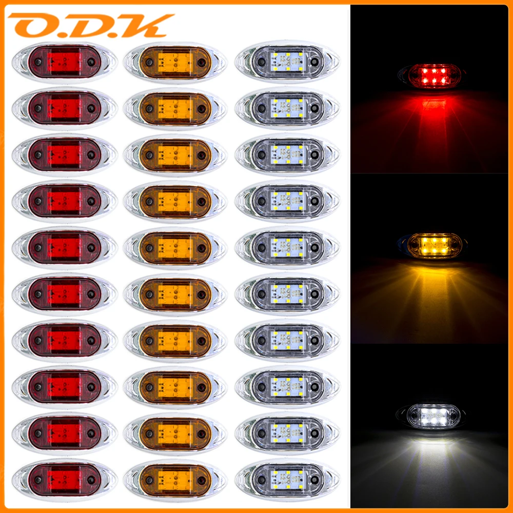 6/8/10x 6 LED 12V 24V External Side Marker Safety Light Oval Clearance Signal Lamp Warning Indicator Trailer Truck Lorry Caravan
