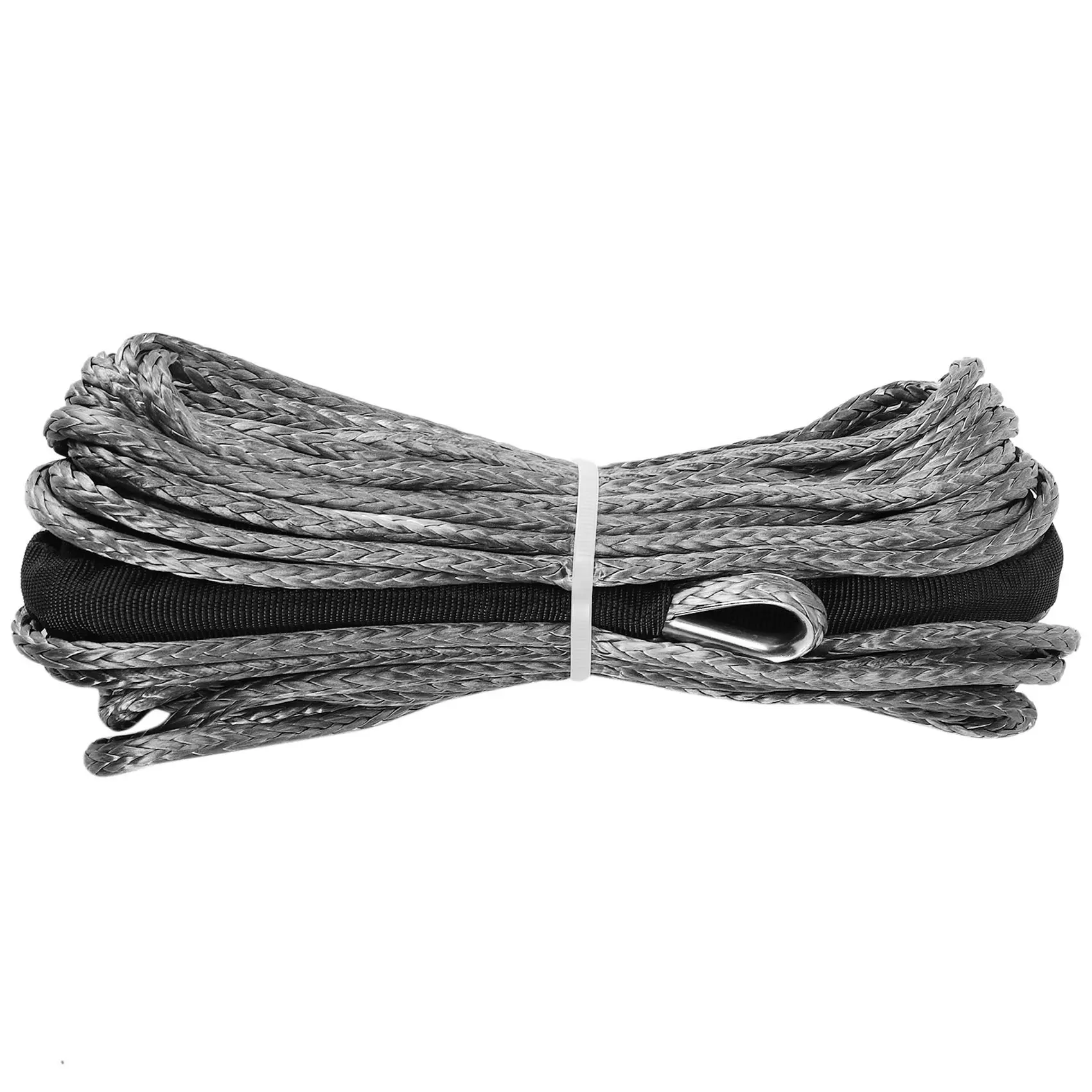 حبل كابل خط ونش صناعي A64P-3/16 بوصة × 50 بوصة 7700 رطل مع غلاف حماية لـ ATV UTV (رمادي)