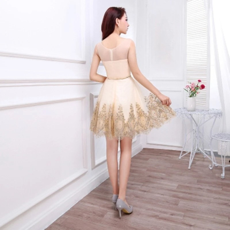 2025 nuevo vestido corto Sexy de Color champán a la moda de verano para mujer vestido de noche adelgazante y adelgazante de lujo de alta calidad