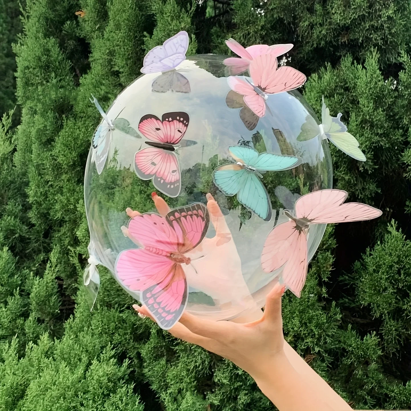 5/10 stücke Farbe 3D Schmetterling Transparent Popo Ballon Set Rosenblätter Hochzeit Geburtstag Dusche Schmetterling Thema Dekoration
