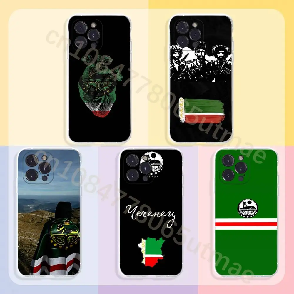 Chechen National Flag Phone Case For iPhone11,12,13,14,15,16,17,Plus,Pro,Max,Plus,Transparent Cover