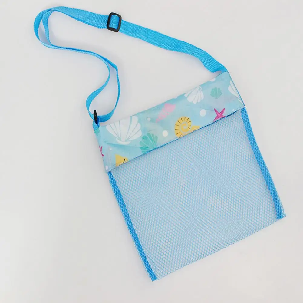 Sac de plage en maille ultra légère pour enfants, sac de plage réglable, sangle initiée, sac de collecte de coquillages de mer portable, sac de jouets de plage