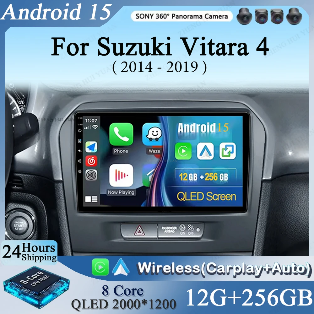 

Для Suzuki Vitara 4 2014-2019 CarPlay Auto Android 15 Автомагнитола Мультимедийная навигация Видео DVD Авторадио Стерео 2din 4G + BT GPS