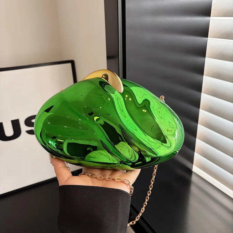 Box Crossbody Bags for Women 2025 New Candy Color Evening Purse Metallic Luxury Designer High Quality Fashion Chain Shell Bag