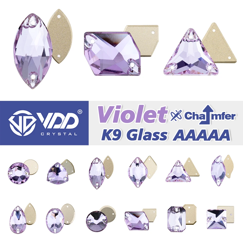 VDD S122 البنفسجي AAAAA جودة عالية K9 الزجاج خياطة على أحجار الراين كريستال الخياطة الأحجار المسطحة للملابس الحرفية فستان الزفاف