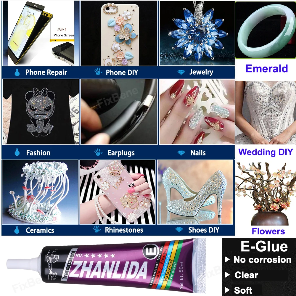 Waterproof Precision Glue Strong Adhesive Transparent Fabric Cloth Textile Jewelry Rhinestone Phone Case Nail Art Models Sealant