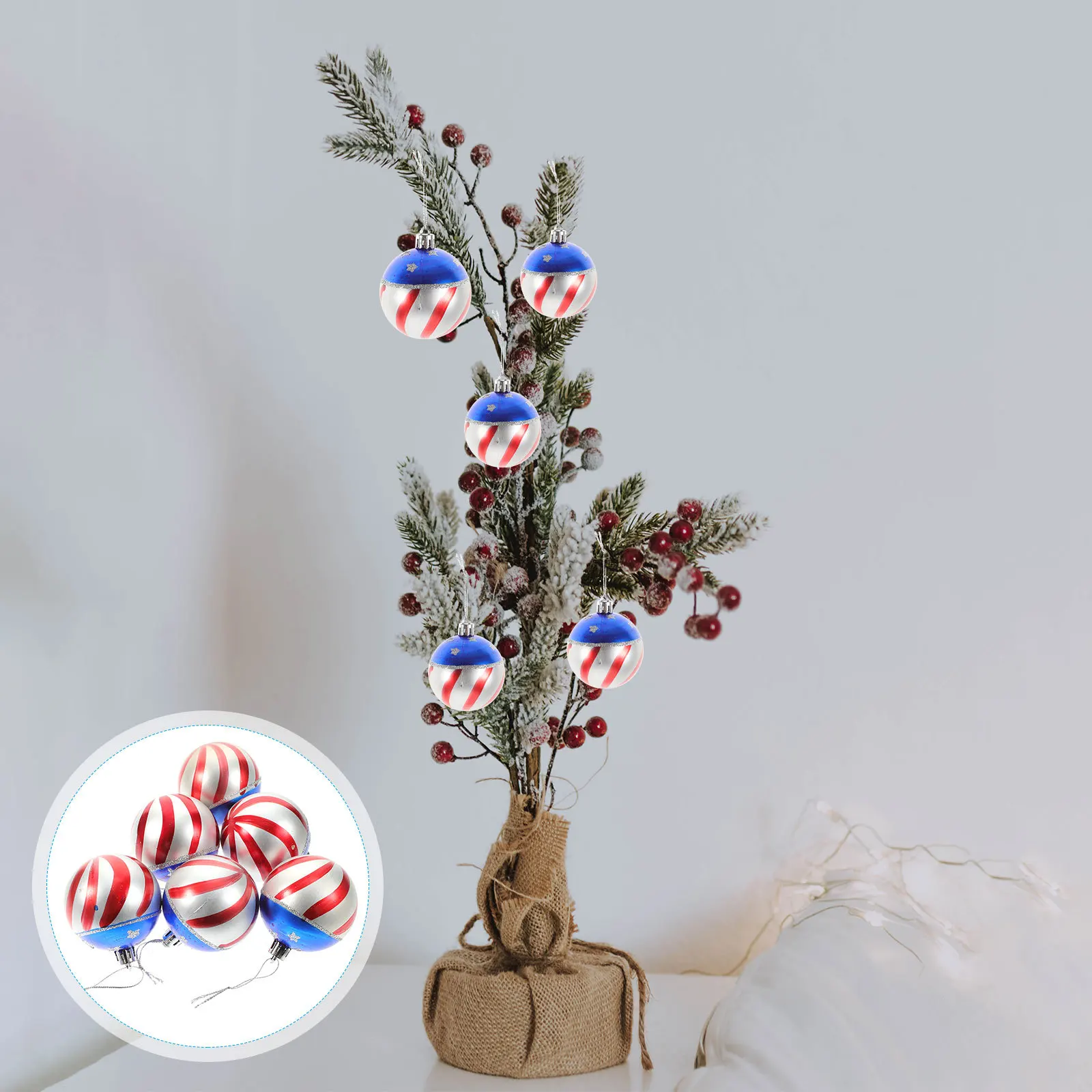 

12pcs Patriotic Hanging Balls Shatterproof Plastic naments for Independence Day 4th of July Decorations Lightweight Portable