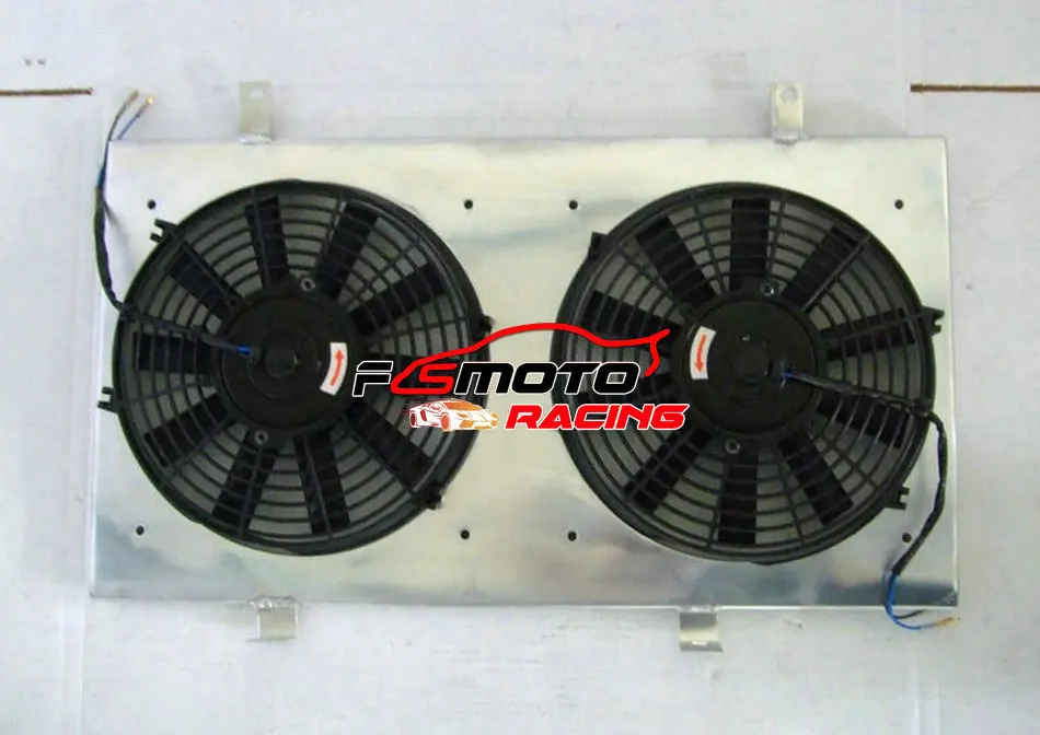 For NISSAN SKYLINE R33 R34 RB25DET GTS-T Aluminum Radiator + Shroud + Fans