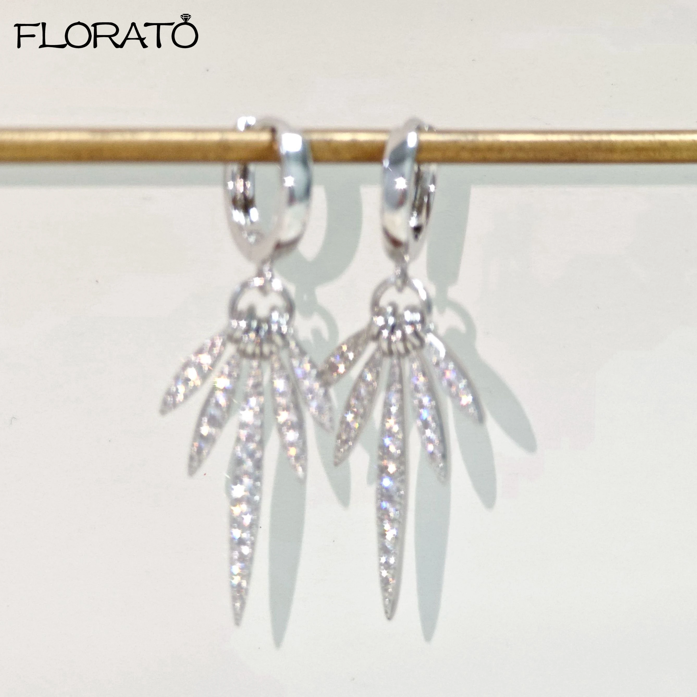 925 Sterling Silver Needle Fashion Geometric Pendant Hoop Earrings for Women White Zircon Earrings 2025 Trend Puncture Jewelry