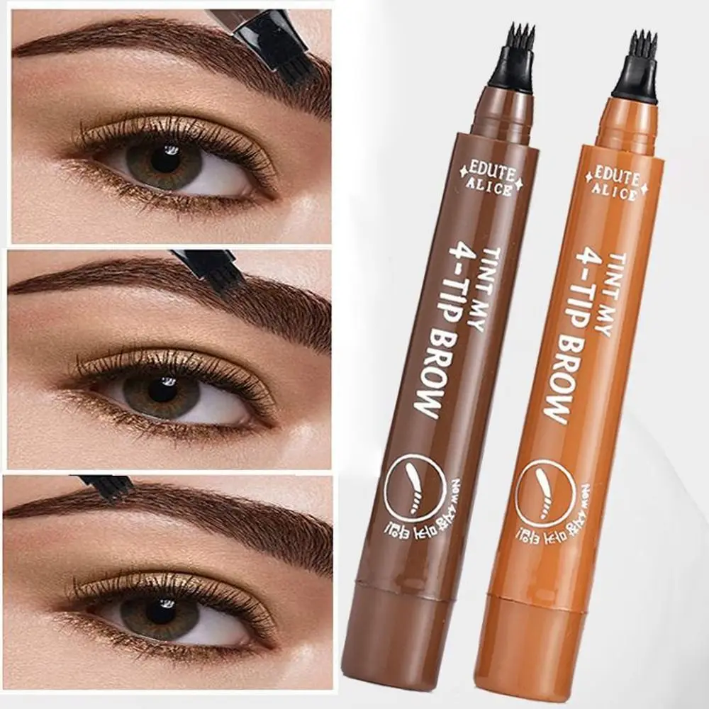 Four-Headed Eyebrow Pencil Waterproof Sweat-Proof Non-Fading Black Brown Liquid Eyebrow Pencil 4-Fork Eyebrow Pencil