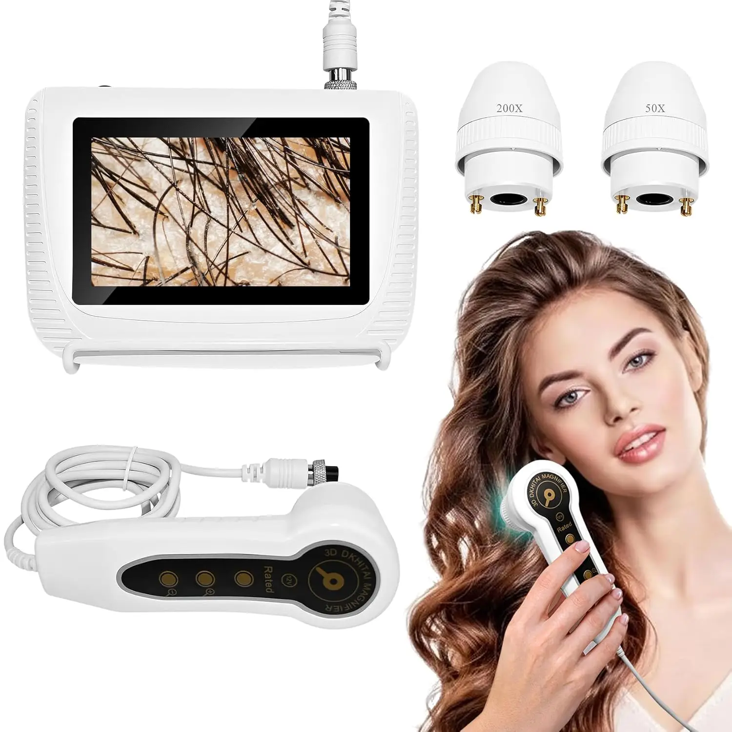 5 Inch Skin Hair Analyzer LCD Screen Digital Skin Diagnosis Scanner Facial Scalp Hair Follicle Oil Moisture Care Detector