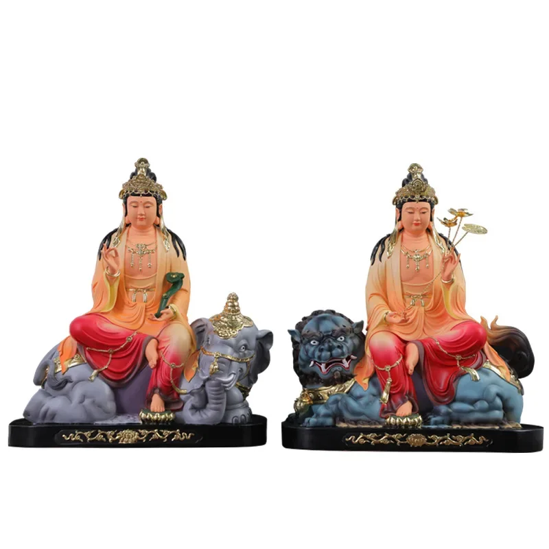 Manjushri Puxian Bodhisattva Temple Buddha Statue, Resin Manjushri Statue, Huayan Three Sages Buddha Statue