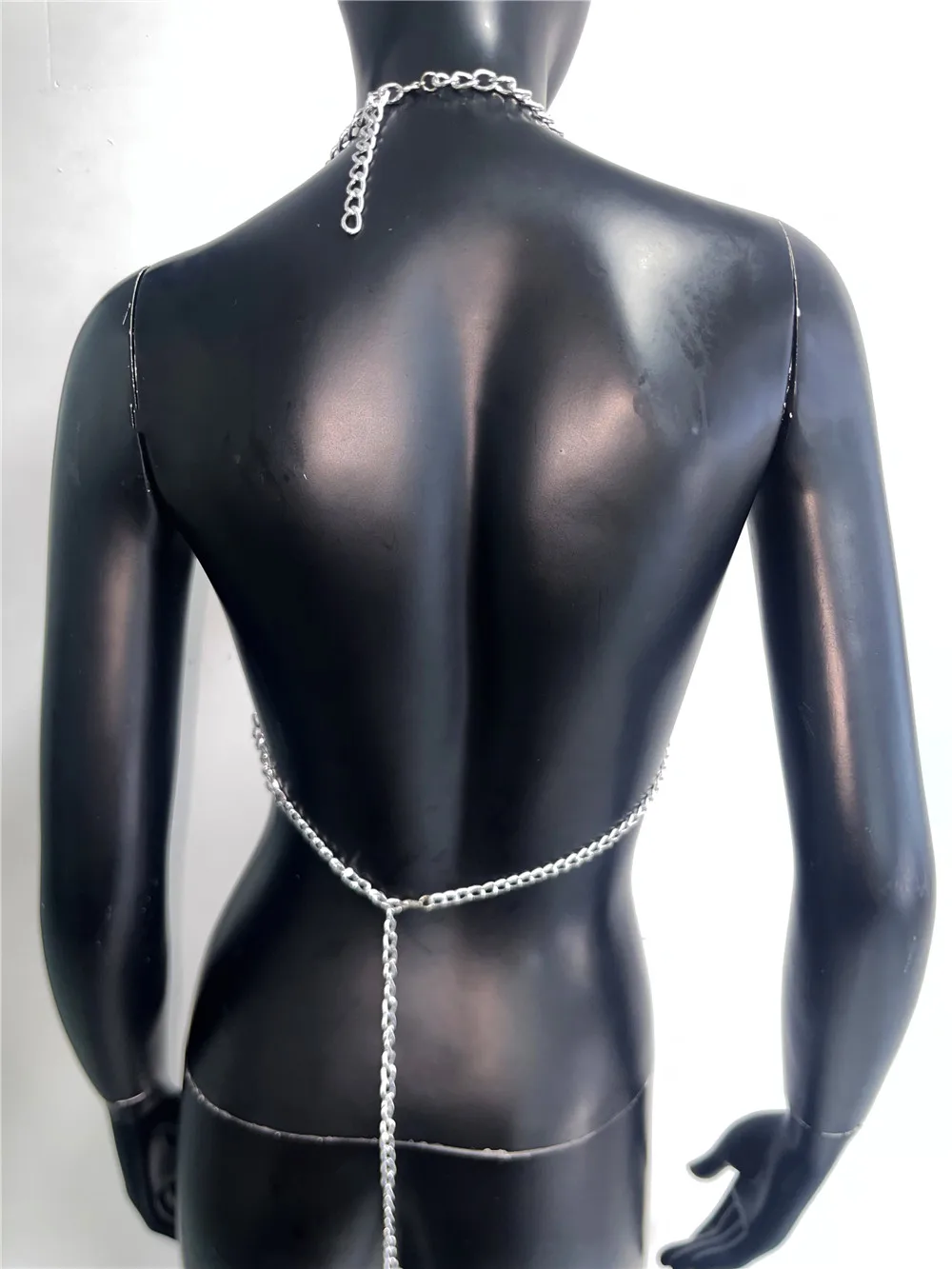Women Metal Chain Tassel Tank Top Sexy Deep V Neck Backless Hollow Out See Through Crop Top Body Chain Party Club Camisole