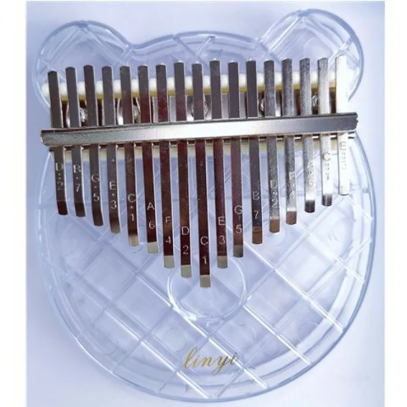 1Pc 17 Tone Cute Bear Shape Kalimba for Beginner Transparent Musical Instrument Exquisite Kalimba Kids Gift