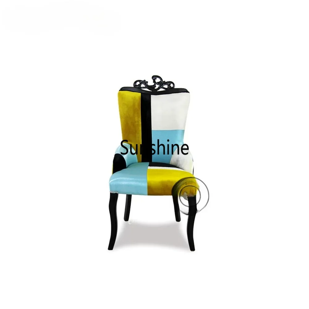 American household solid wood soft bag dining chair club commercial armchair