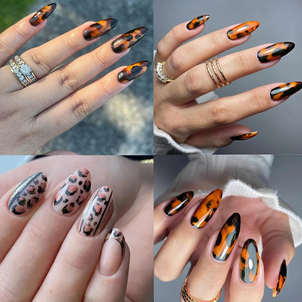10 rollos de láminas para uñas con estampado de leopardo, pegatinas de transferencia, diseño de animales salvajes, calcomanías de transferencia, decoración de uñas DIY para otoño e invierno