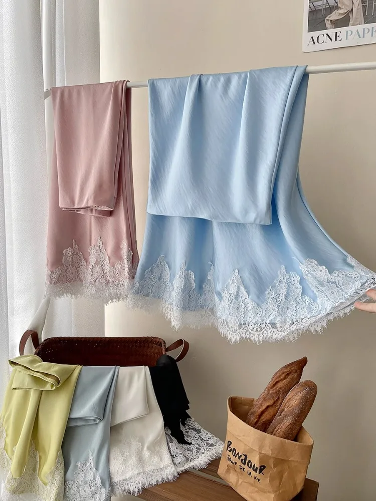 

French Elegant Satin Mermaid Skirt Women Spring Summer Lace Patchwork Pack Hip Long A-line Skirts Office Ladies Faldas