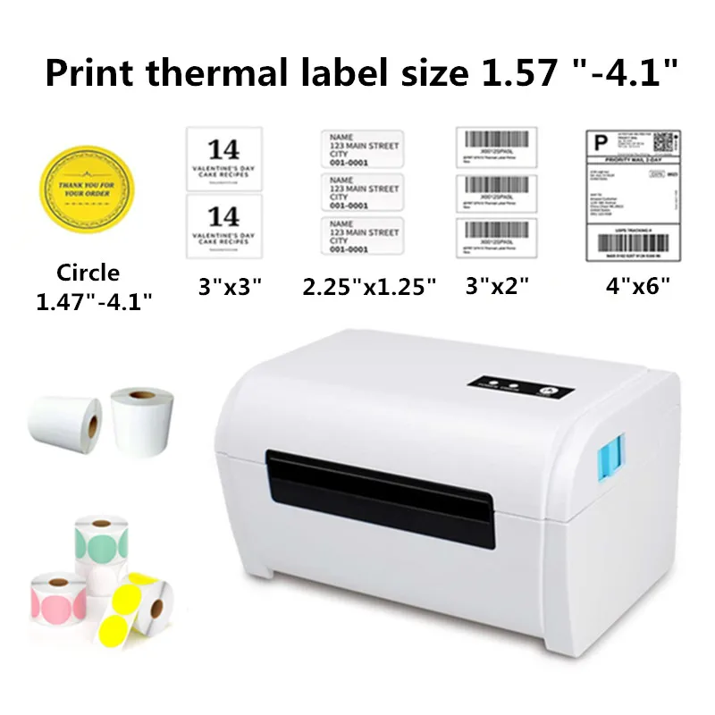 4 Inch Shipping Label Express Waybill Sticker 100x100/150mm USB Bluetooth Thermal Barcode Printer For Android IOS Windows Mac OS