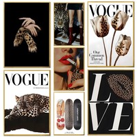 1pc Leopard Rose Fashion Poster Self-adhesive Art Waterproof Paper Sticker Coffee House Bar Room Wall Decor