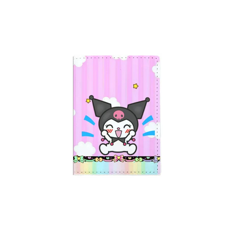 Sanrio Kuromi kawaii Cartoon PU Passport Cover Credit Card Holder Wallet Business Credit Card Documents Holder Protective Case