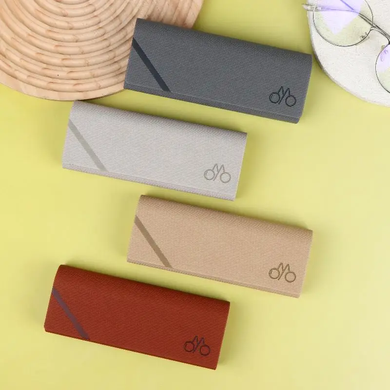 Minimalist Striped Leather Eyeglasses Case Portable Multi Color Optional Glasses Storage Box for Daily Use