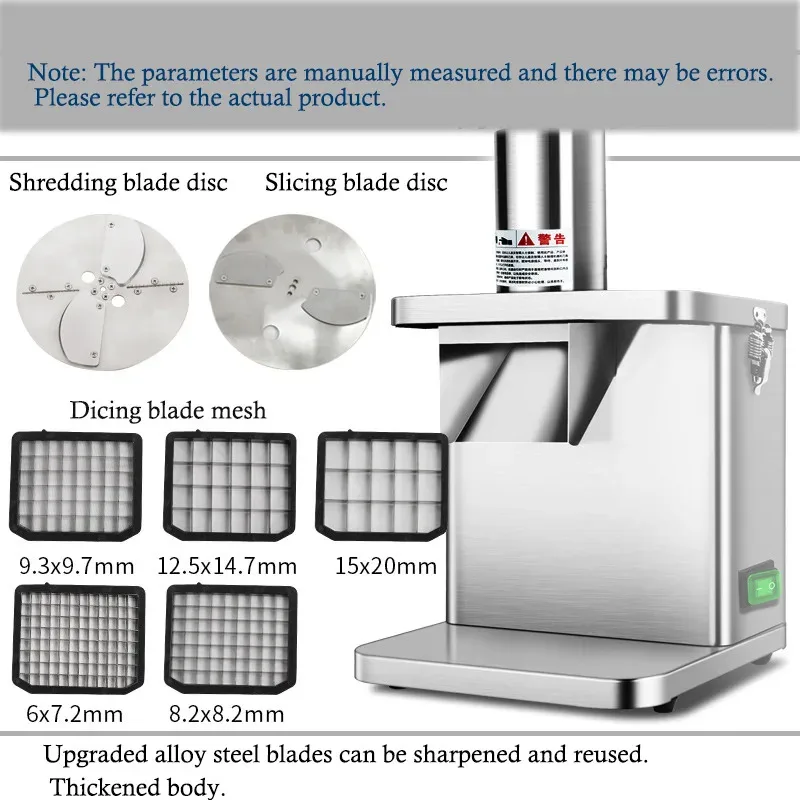 

Commercial Electric Multifunctional Vegetable Dicing Slicer Stainless Steel Chopper 220V 250W New Different