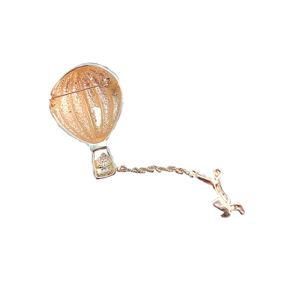Retro Gold Hot Air Balloon Brooch Fashion Corsage for Woman Pin Breastpin Badge Vintage Creative Brooches