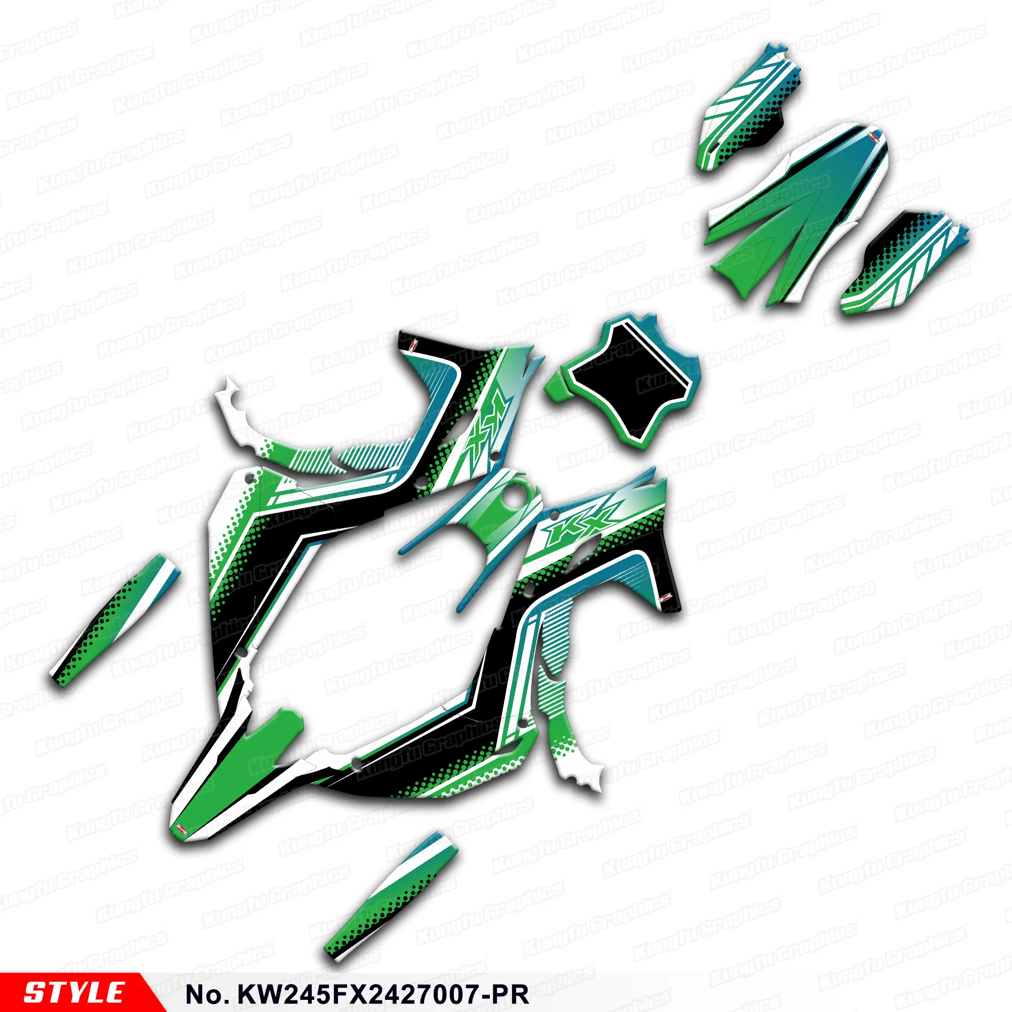 Racing Graphics Decals Stickers for Kawasaki KX450 KX450X KX450F 2024 KX250 KX250X KX250F 2025, KW245FX2427007-PR