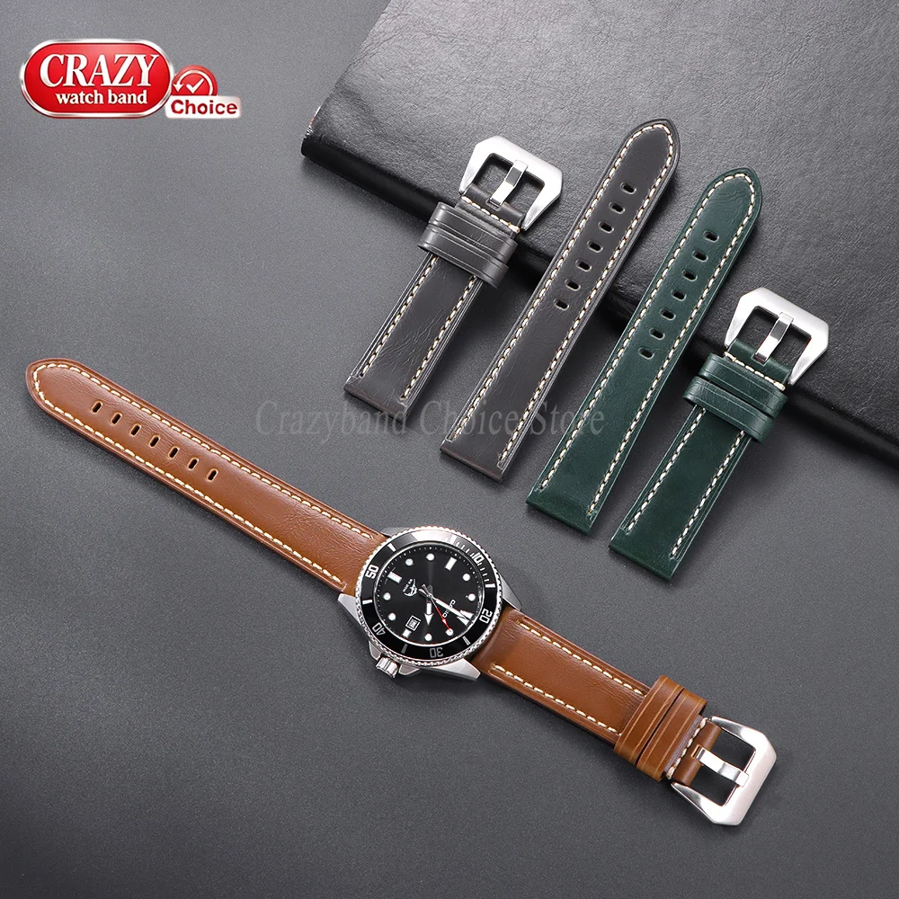 20mm 22mm 24mm 26mm 방수 정품 가죽 밴 - Leather Watch Band Men 리뷰 및 가격