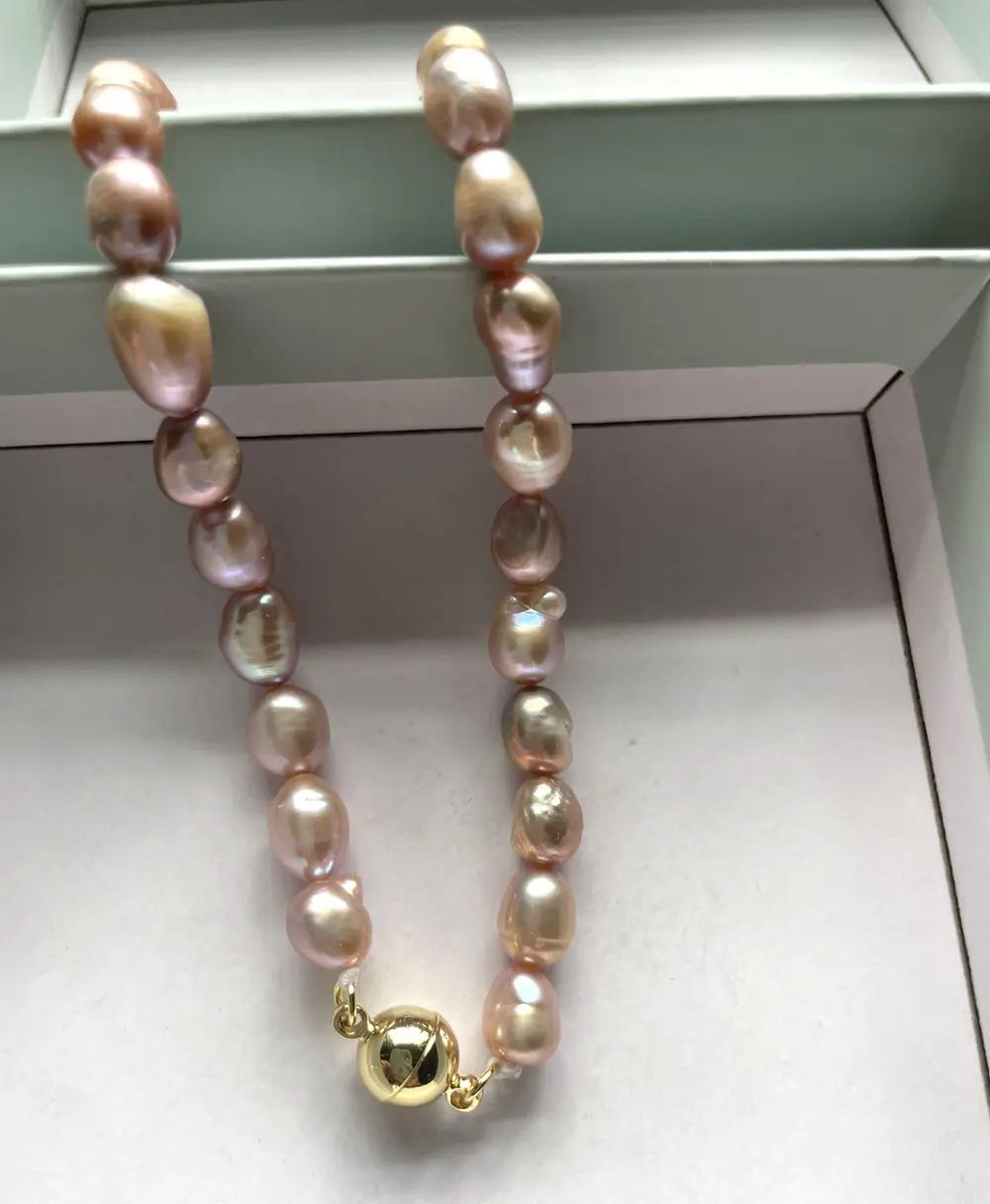 Real Natural 9mm Purple Pearl Fashion Jewelry Lavender Baroque Freshwater Pearl Choker Necklace for Woman Girl Gift