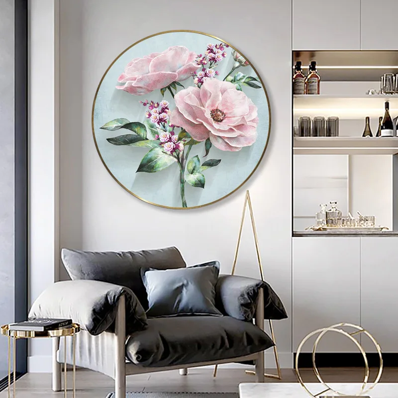 Flower Diamond Painting Full Drill Round Shape Crystal Rose Fresh Diamond Embroidery Point Diamond Cross Stitch Hanging Painting