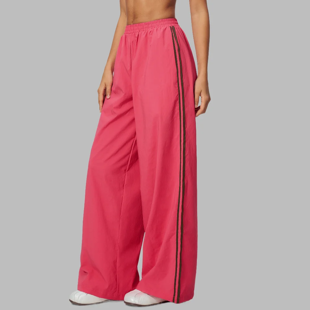 Quick Drying Yoga Pants For Women Contrasting Colors Loose Casual Wide Leg Pants Running Training Hanging Sports Pants For Women