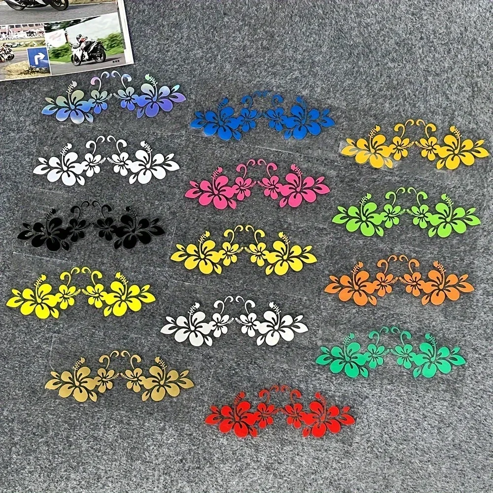 

1 шт., красочная наклейка с цветком гибискуса для автомобиля, мотоцикла, наклейка с цветочным дизайном, внешний персонализированный аксессуар для авто мото