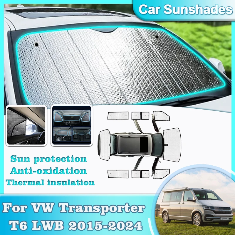 

Car Sunshades Coverage For Volkswagen VW Transporter T6 LWB 2015-2024 Sun Visor Sunscreen Windows Anti-UV Covers Accessories