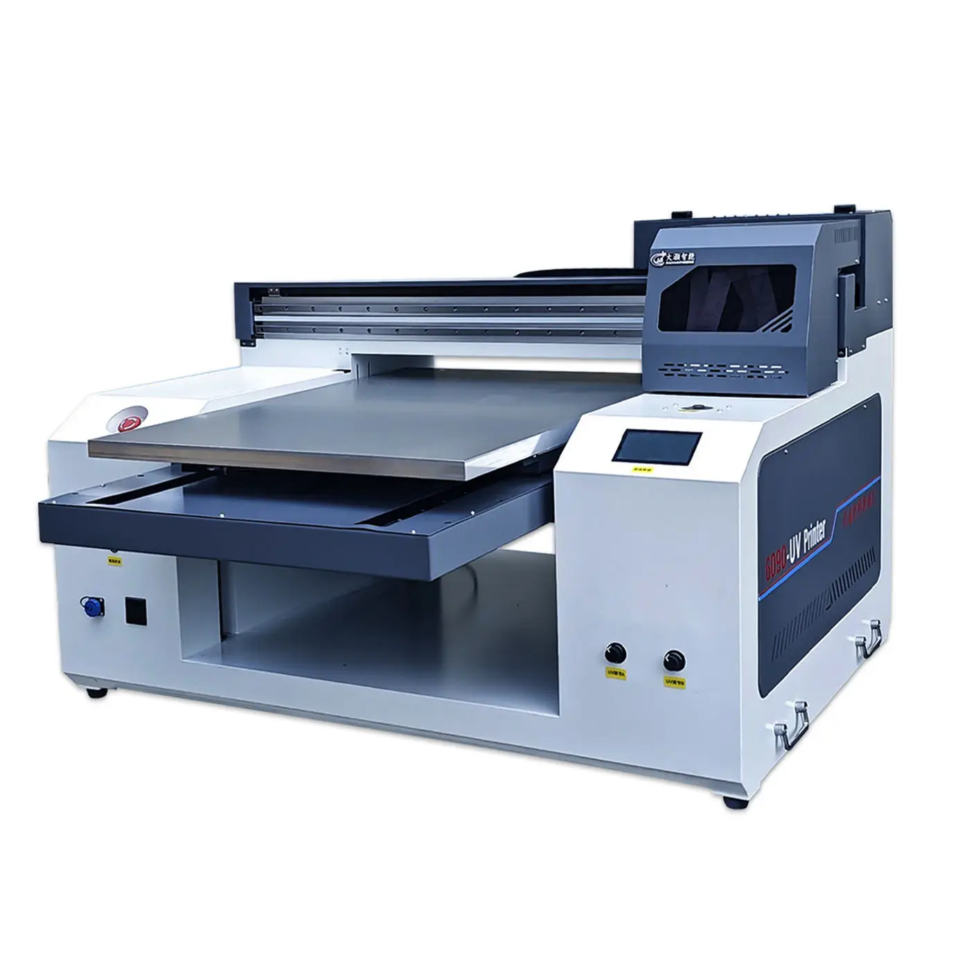 XP600 Print Head CCD Camera CMYK For Cloths Leather 6090 Semi-Automatic New Inkjet UV Flatbed Printer 3 Heads 2400 DPI