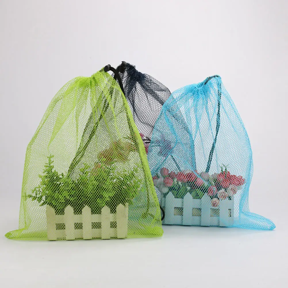 

6pcs Portable Mesh Drawstring Bags Storage Sling Pockets For Travel Sports Beach Large Capacity Sturdy Breathable Lightweight