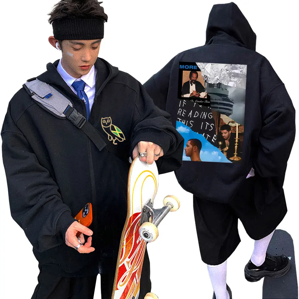 

Rapper Drake Album Graphic Zipper Hoodie Men Women Hip Hop Fashion Pop Music Zip Up Jacket Male Casual Vintage Zip Up Sweatshirt