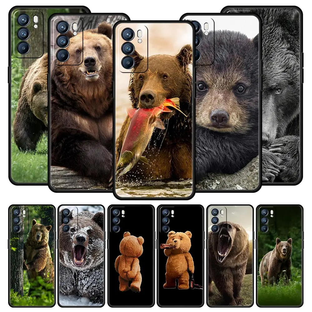 Just Relax Brown Bear Phone Case For OPPO Find X5 A54 A53 A52 A9 2020 A16 A15 A95 A76 A74 A12 Reno7 SE Reno6 Pro Plus 5G Cover